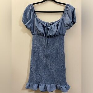 Love Tree Bodycon Smocked Mini Dress in Blue -‎ L